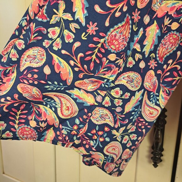 Talbots Women's Blue Pink Paisley Button Front Cotton Shirt Blouse Sz XL - Picture 7 of 10